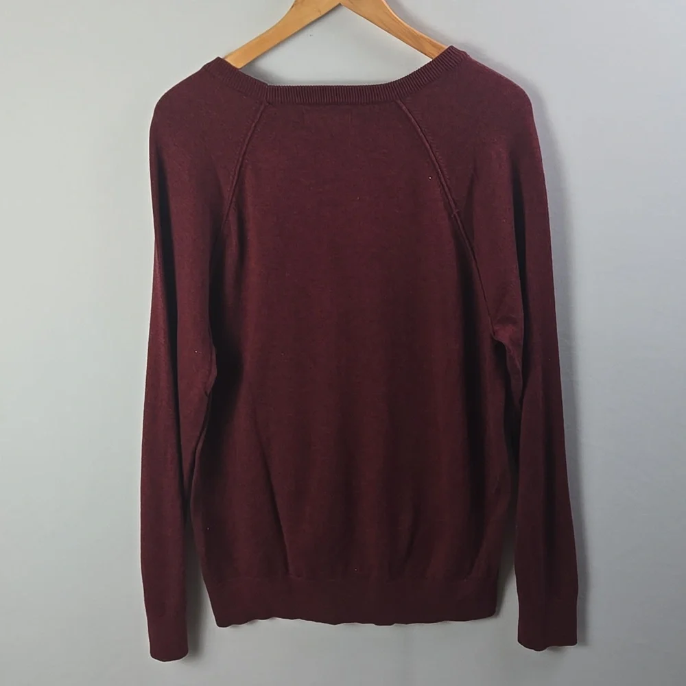 Banana Republic‎ Men's Burgundy Premium Yarn Crewneck Sweater Sz L Cotton Blend